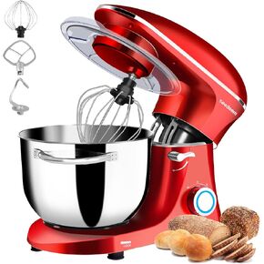 Seedeem Stand Mixer, 6Qt Electric Food Mixer, 660W 6-Speeds Tilt-Head Dough Mixers with Dishwasher-Safe Dough Hook, Wire Whip & Beater for Daily Use, Black