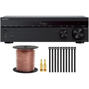 Sony STR-DH790 4K 7.2-Channel Surround Sound Home Theater AV Receiver with Speaker Wire, Banana Plugs (5 Pairs) and Fastening Cable Ties Bundle (3 Items)