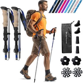 Walking Sticks for Women - 14.5" Foldable Hiking Poles for Backpacking, Exercising and Traveling, Set of 2 Aluminum Nordic Collapsible Trekking Poles