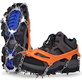 Stainless Steel Ice Cleats for Shoes and Boots - Crampons for Non-Slip Traction on Snow and Ice - Anti-Slip Grips and Spikes for Hiking Walking and Winter Workers on Slippery Surfaces