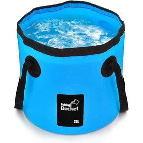 BANCHELLE Collapsible Bucket Water Container Portable Folding Camp Wash Basin for Outdoor Traveling Hiking Fishing Car Washing Gardening Camping (Blue, 20L)