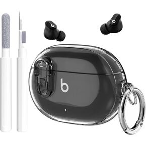 Beats Studio Buds/Studio Buds Plus Case Cover Clear 2021/2023 Men Lock Clip with Cleaner Kit, GARTOO Protective Case for Women Girls Kids Clear