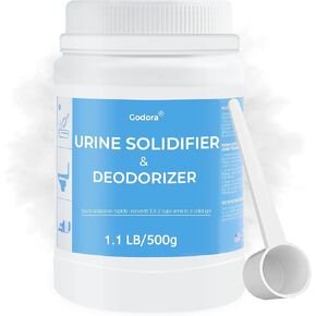 Godora ECO-Friendly Poo Urine Gel Powder with Spoon, Fast-Absorbing Camping Toilet Chemicals, Rapidly Biodegradable Eco Gel for Portable Toilet, for Outdoor Portable Bedpans & Emergencies