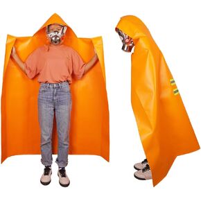 Fireproof Cloak for Adult with Hood, 1.2 * 1.6 M/48''*64'', Fire Emergency Survival Safety Blanket Full Body Protection, Resistant to high Temperature