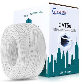 NewYork Cables Cat5e Plenum Cable 1000ft | Quality Test Passed High Bandwidth, Solid 24AWG 350MH Bulk Ethernet Cable, (UTP) Unshielded Twisted Pair