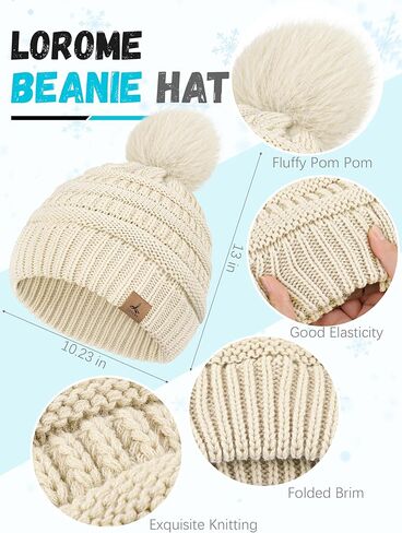 قفازات وشاح قبعة الشتاء وتدفئة الأذن، قبعة صغيرة دافئة متماسكة قفازات شاشة اللمس طويلة محبوكة منقوشة وشاح مجموعة هدايا للنساء in Kuwait