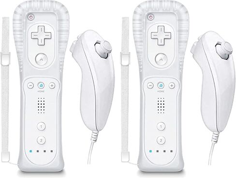 Wii Remote and Nunchuck Controller, Wireless Controllers Compatible with Wii/Wii U with Silicone Case and Wrist Strap (White) in Saudi Arabia