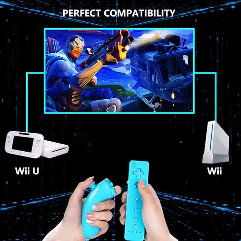 Wii Remote and Nunchuck Controller, Wireless Controllers Compatible with Wii/Wii U with Silicone Case and Wrist Strap (White) in Saudi Arabia