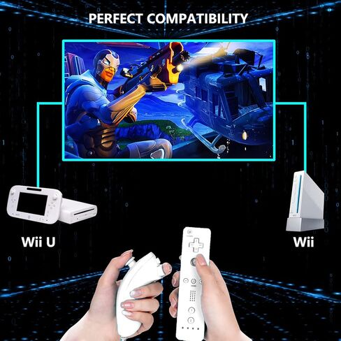 Wii Remote and Nunchuck Controller, Wireless Controllers Compatible with Wii/Wii U with Silicone Case and Wrist Strap (White) in Saudi Arabia