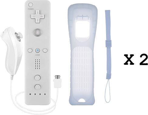 Wii Remote and Nunchuck Controller, Wireless Controllers Compatible with Wii/Wii U with Silicone Case and Wrist Strap (White) in Saudi Arabia
