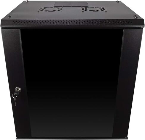 NavePoint 6U Server Rack Enclosure with Glass Door, Cooling Fan, Locks, & Removable Side Panels - 6U Wall Mount Network Cabinet 19 Inch Rack 17.7 Inches Deep in Saudi Arabia