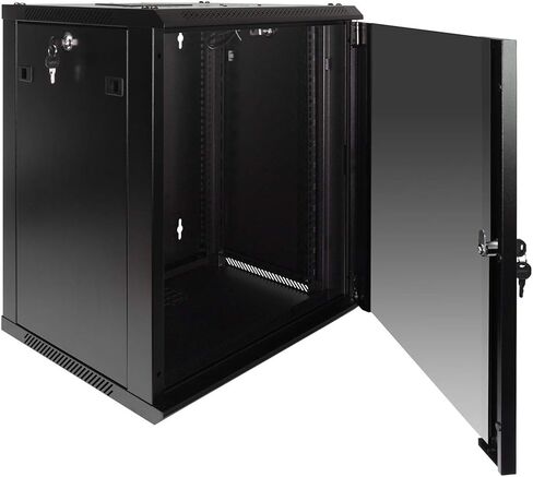NavePoint 6U Server Rack Enclosure with Glass Door, Cooling Fan, Locks, & Removable Side Panels - 6U Wall Mount Network Cabinet 19 Inch Rack 17.7 Inches Deep in Saudi Arabia