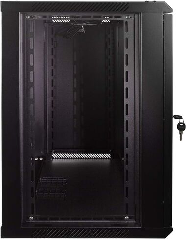 NavePoint 6U Server Rack Enclosure with Glass Door, Cooling Fan, Locks, & Removable Side Panels - 6U Wall Mount Network Cabinet 19 Inch Rack 17.7 Inches Deep in Saudi Arabia