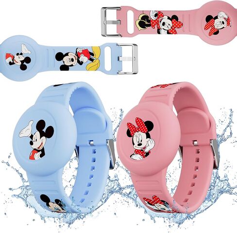 Waterproof AirTag Bracelets for Kids (2 Pack) - Soft Silicone Hidden AirTag Wristband - Lightweight GPS Tracker Holder Compatible with Apple Air Tag Band for Child (Blue & Pink) in Saudi Arabia