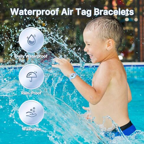 Waterproof AirTag Bracelets for Kids (2 Pack) - Soft Silicone Hidden AirTag Wristband - Lightweight GPS Tracker Holder Compatible with Apple Air Tag Band for Child (Blue & Pink) in Saudi Arabia
