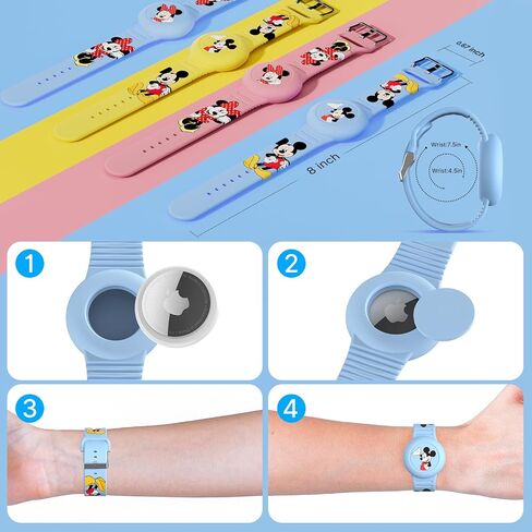 Waterproof AirTag Bracelets for Kids (2 Pack) - Soft Silicone Hidden AirTag Wristband - Lightweight GPS Tracker Holder Compatible with Apple Air Tag Band for Child (Blue & Pink) in Saudi Arabia
