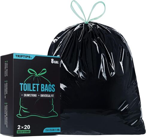 TRIPTIPS Portable Toilet Bags Drawstring 8 Gallon Camping Toilet Bags Toilet Waste Bags Leak-Proof Toilet Liners, Trash Bags for Camping, Hiking, Traveling in Kuwait