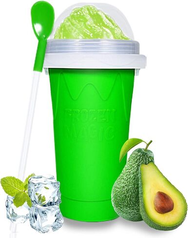 Color Land Slushy Cup, TIK TOK Slushie Maker Cup Frozen Magic Squeeze Cup, Ice Cream Maker Cup, Cool Stuff Trending Tiktok Items Homemade DIY Cool Gadgets with Lid & Straw (Blue) in Kuwait
