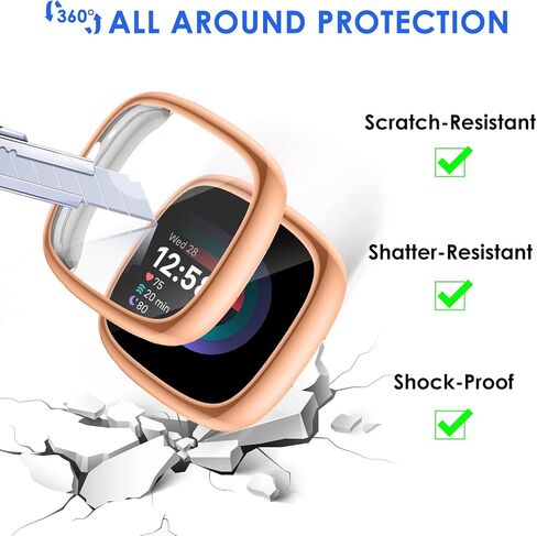 NANW 4-Pack Screen Protector Case Compatible with Fitbit Sense 2/Versa 4, Soft TPU Plated Bumper Full Cover Protective Cases for Versa 4/Sense Smartwatch [Scratch-Proof] in Saudi Arabia