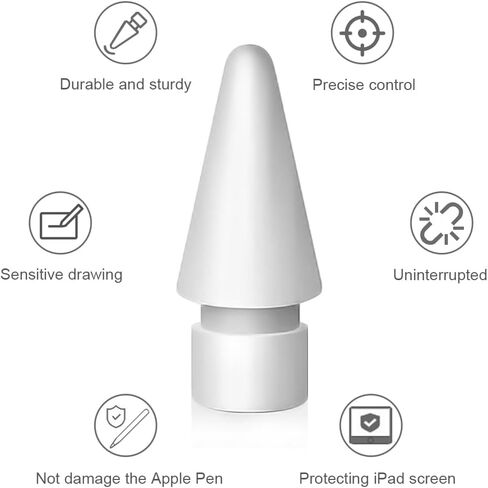 SIXFU Replacement Tips for Apple Pencil 2nd Generation/ 1st Generation Tips, iPencil Nibs Accessories for iPad Pro Pencil 2/1 Gen(4 Pack) in Saudi Arabia