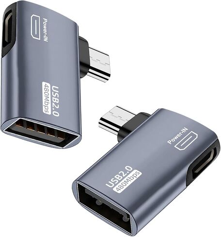 AreMe 2 Pack OTG Cable Adapter for Fire TV Stick 4K, 90 Degree Left and Right Angle Powered Micro USB to USB OTG Adapter for Android Phone Tablet and More Host Devices with Micro USB (Grey) in Saudi Arabia