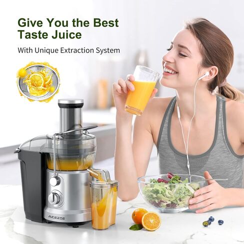 Juicer Machines 1300W Juicer Vegetable and Fruit, Power Juicers Extractor with 3" Feed Chute, Centrifugal Juicer with High Juice Yield, Easy to Clean&BPA-Free, Dishwasher Safe-Silver in Saudi Arabia