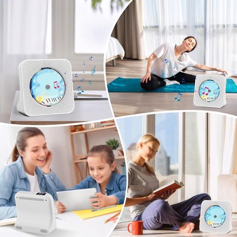 CD Player Bluetooth CD Players for Home Desktop CD Player with Speakers Dual Bluetooth Portable CD Player Bluetooth with LED Screen AUX Port FM Radio USB Port IR Remote Control (White) in Saudi Arabia