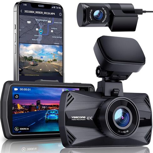 Dual Dash Cam 5G WiFi GPS, Real 4K+HDR 1080P Dash Cam Front and Rear, 3.3 Inch Eye-Care Screen, Super HDR Night Vision, Parking Mode, Dash Camera for Cars with App, G-Sensor, Support 512GB Max in Saudi Arabia