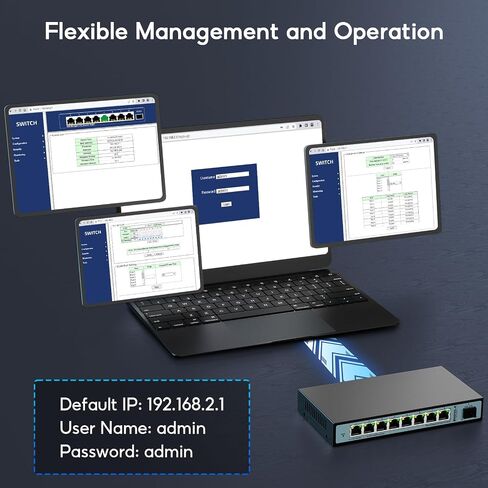 9 Port 2.5Gb Smart Web Ethernet Switch,1 10G SFP Slot&8 x 2.5G Base-T Ports,Link Aggregation, LACP/QoS/VLAN/IGMP Supported, Metal Fanless Managed Multi-Gigabit Switch in Saudi Arabia