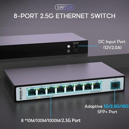 9 Port 2.5Gb Smart Web Ethernet Switch,1 10G SFP Slot&8 x 2.5G Base-T Ports,Link Aggregation, LACP/QoS/VLAN/IGMP Supported, Metal Fanless Managed Multi-Gigabit Switch in Saudi Arabia