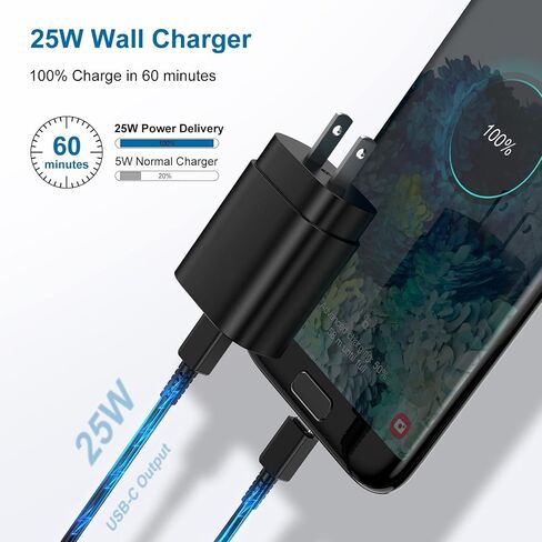 Type C Charger, 2Pack 25W PD USB Wall Charger Super Fast Charging Block & 6ft Android Phone Cable Cord for Samsung Galaxy S24 S23 S22 S21 S20 (Plus Ultra)/ Note 20 10 9 8/ S10 S9 S8,Pixel 6 5 4 Pro XL in Saudi Arabia