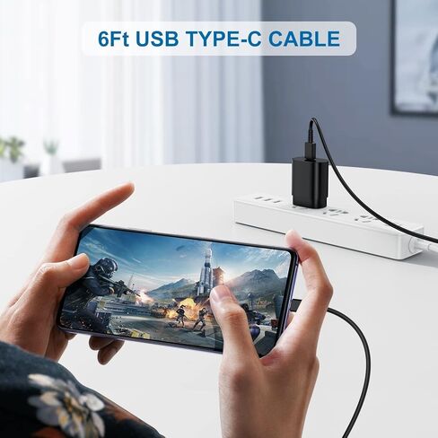 Type C Charger, 2Pack 25W PD USB Wall Charger Super Fast Charging Block & 6ft Android Phone Cable Cord for Samsung Galaxy S24 S23 S22 S21 S20 (Plus Ultra)/ Note 20 10 9 8/ S10 S9 S8,Pixel 6 5 4 Pro XL in Saudi Arabia