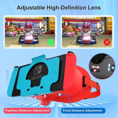 سماعة الواقع الافتراضي المطورة من DEVASO لجهاز Nintendo Switch & Switch OLED، نظارات الواقع الافتراضي للتبديل مع عدسات HD قابلة للتعديل وحزام رأس مريح، مجموعة Labo VR Kit نظارات ثلاثية الأبعاد لملحقات التبديل in Kuwait