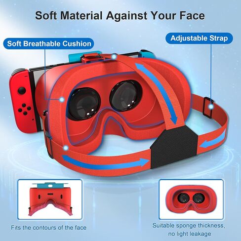 سماعة الواقع الافتراضي المطورة من DEVASO لجهاز Nintendo Switch & Switch OLED، نظارات الواقع الافتراضي للتبديل مع عدسات HD قابلة للتعديل وحزام رأس مريح، مجموعة Labo VR Kit نظارات ثلاثية الأبعاد لملحقات التبديل in Kuwait