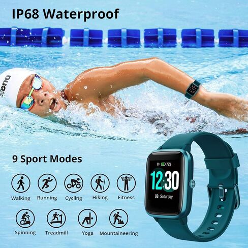 Fitpolo Fitness Tracker with Heart Rate Monitor, Smart Watch 1.8 inches Color Touch Screen IP68 Waterproof Step Calorie Counter Sleep Monitoring Pedometer Watches Activity Tracker for Women Men in Saudi Arabia
