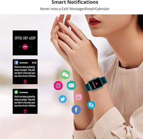 Fitpolo Fitness Tracker with Heart Rate Monitor, Smart Watch 1.8 inches Color Touch Screen IP68 Waterproof Step Calorie Counter Sleep Monitoring Pedometer Watches Activity Tracker for Women Men in Saudi Arabia