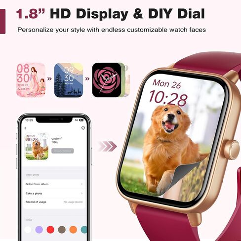 Fitpolo Smart Watch for Men Women(Make/Answer Call),1.8" Ultra-HD Display | Fitness Tracker with Heart Rate/Sleep/SPO₂ Monitor, 100+ Sports Modes, 3ATM Waterproof Smartwatch for Android/iPhone in Kuwait