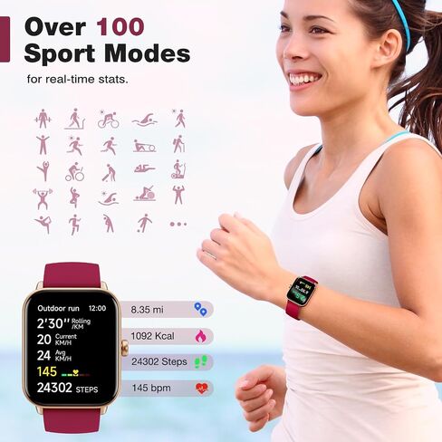 Fitpolo Smart Watch for Men Women(Make/Answer Call),1.8" Ultra-HD Display | Fitness Tracker with Heart Rate/Sleep/SPO₂ Monitor, 100+ Sports Modes, 3ATM Waterproof Smartwatch for Android/iPhone in Kuwait