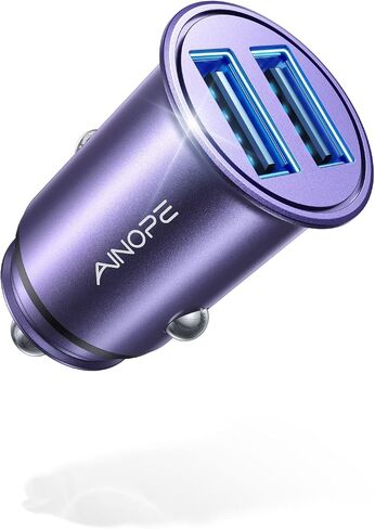 شاحن سيارة AINOPE أصغر 4.8 أمبير، منفذ شاحن سيارة USB معدني بالكامل، محول شاحن سيارة سريع الشحن متوافق مع iPhone 16 Pro Max /15/14/13/12 iPad Air/Mini 3 Samsung Note 9/S10/S9، أسود in Saudi Arabia