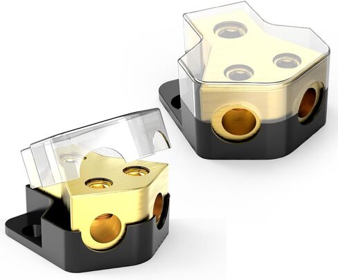 Distribution Block Car Audio, 2 Way 0/2/4 Gauge in 4/8/10 Gauge Out Amp Power Distribution Block Car Audio Splitter for Vehicles Boats 2PCS in Kuwait