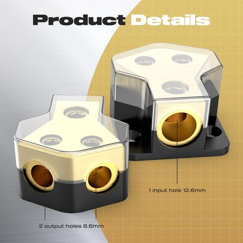 Distribution Block Car Audio, 2 Way 0/2/4 Gauge in 4/8/10 Gauge Out Amp Power Distribution Block Car Audio Splitter for Vehicles Boats 2PCS in Kuwait