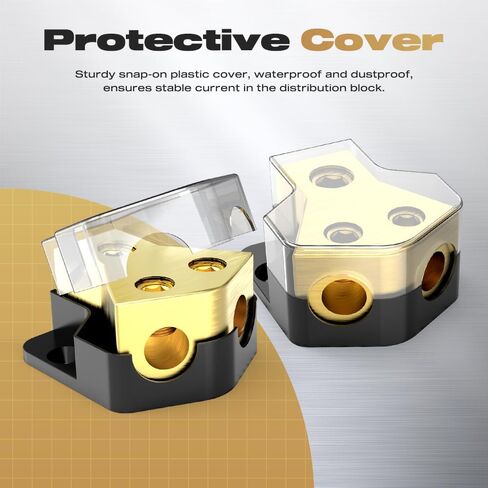 Distribution Block Car Audio, 2 Way 0/2/4 Gauge in 4/8/10 Gauge Out Amp Power Distribution Block Car Audio Splitter for Vehicles Boats 2PCS in Kuwait