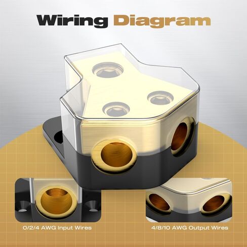 Distribution Block Car Audio, 2 Way 0/2/4 Gauge in 4/8/10 Gauge Out Amp Power Distribution Block Car Audio Splitter for Vehicles Boats 2PCS in Kuwait
