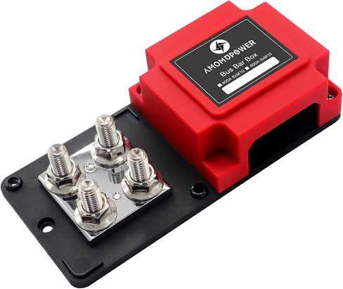 Heavy Duty 400A 48V Bus Bar Tin Plated Copper Power Distribution Block Ground Busbar Box 8XM10(3/8") Terminal Studs Module Design for Automotive RV Car Marine Truck Boat Battery Audio (B&R) in Kuwait