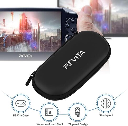 حقيبة PS Vita، حقيبة حمل متوافقة مع PS Vita، حقيبة حمل محمولة للسفر لجهاز Sony PS Vita، حقيبة سفر احترافية مقاومة للماء ومقاومة للصدمات (أسود) in Kuwait