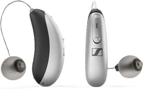 Sennheiser All-Day Clear Bluetooth Hearing Aids - OTC Hearing Aids with Bluetooth - Self-Fitting, Programmable Sound - FDA Cleared - Light Grey in Saudi Arabia
