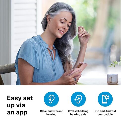 Sennheiser All-Day Clear Bluetooth Hearing Aids - OTC Hearing Aids with Bluetooth - Self-Fitting, Programmable Sound - FDA Cleared - Light Grey in Saudi Arabia