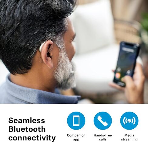 Sennheiser All-Day Clear Bluetooth Hearing Aids - OTC Hearing Aids with Bluetooth - Self-Fitting, Programmable Sound - FDA Cleared - Light Grey in Saudi Arabia