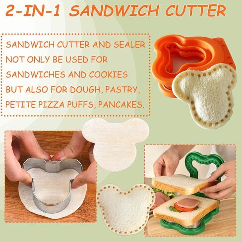 Sandwich Cutter and Sealer, Mouse Sandwich Pocket Maker, DIY Bread Sandwich Cutters, Fun Sandwich Crust Cutter for Kids Adult Boys Girls(Orange) in Saudi Arabia