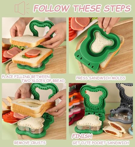 Sandwich Cutter and Sealer, Mouse Sandwich Pocket Maker, DIY Bread Sandwich Cutters, Fun Sandwich Crust Cutter for Kids Adult Boys Girls(Orange) in Saudi Arabia